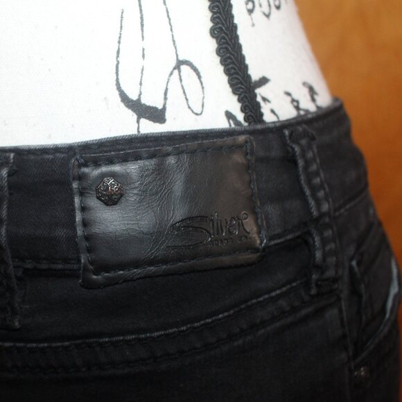 Silver Suki Mid Super Skinny Jeans Fluid Denim Black 30/31 - Picture 7 of 11